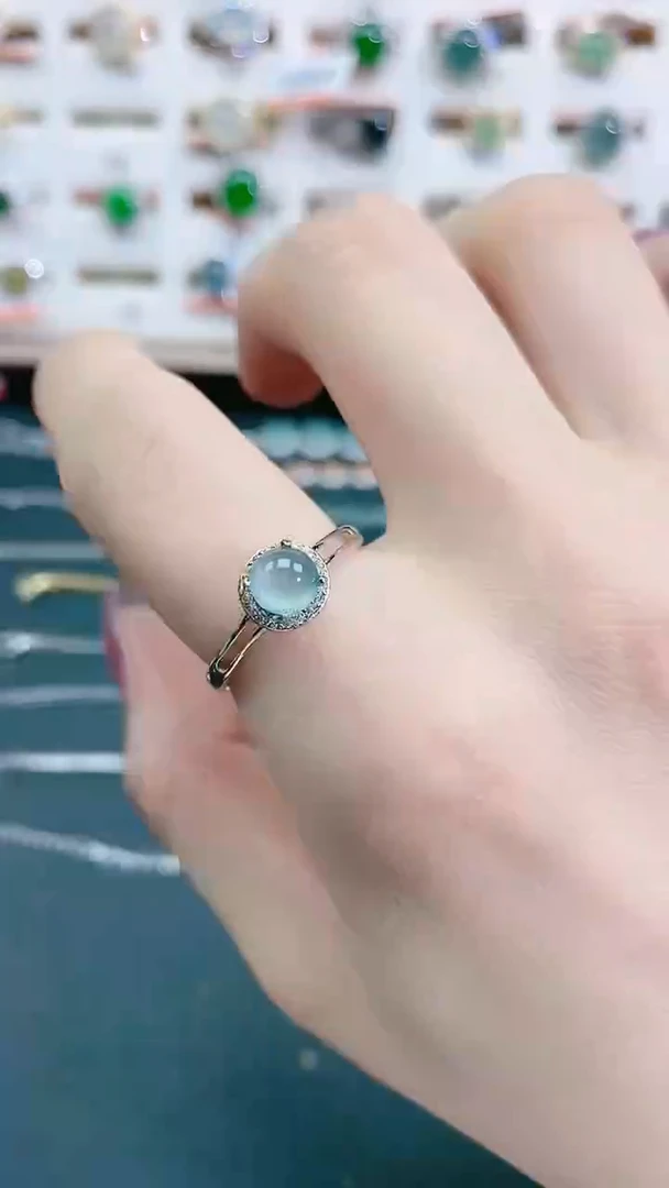 银S925镶嵌戒指翡翠天然翡翠