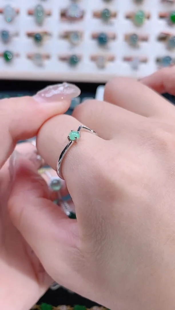 银S925镶嵌戒指翡翠天然翡翠