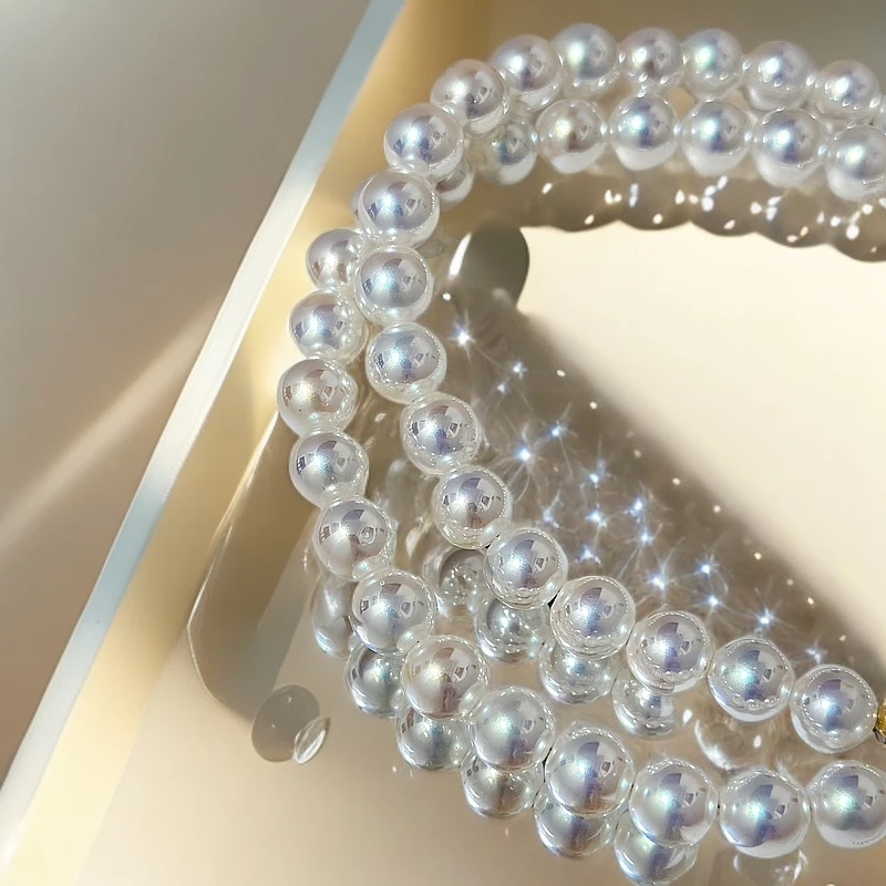 铜仿珍珠项链 0059强光AK小灯泡8MM天女光镀真白金