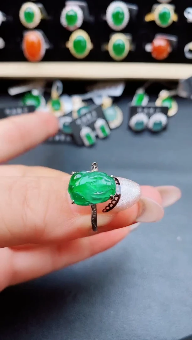 翡翠戒指银S925镶嵌50805508