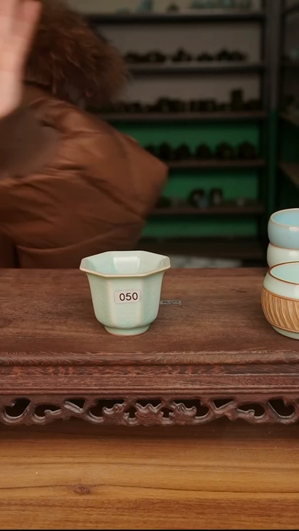 杯050号仿古釉厚八方杯