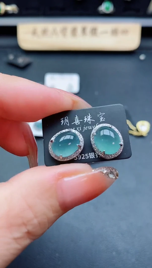 银S925镶嵌戒指翡翠1