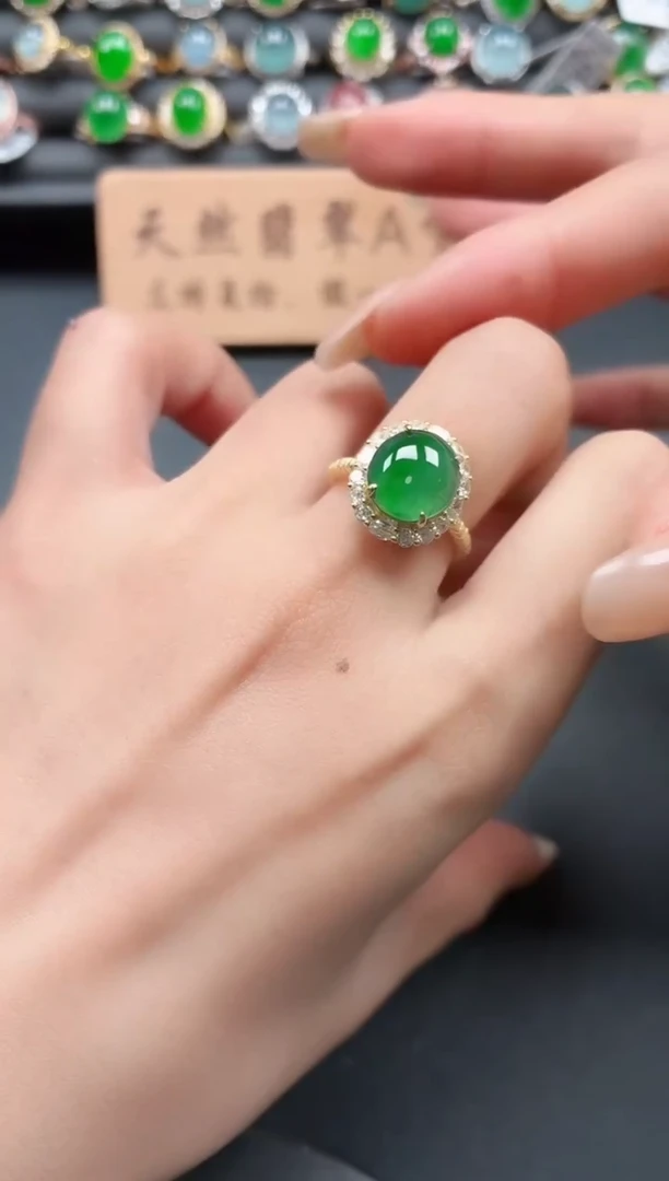 银S925镶嵌戒指翡翠11