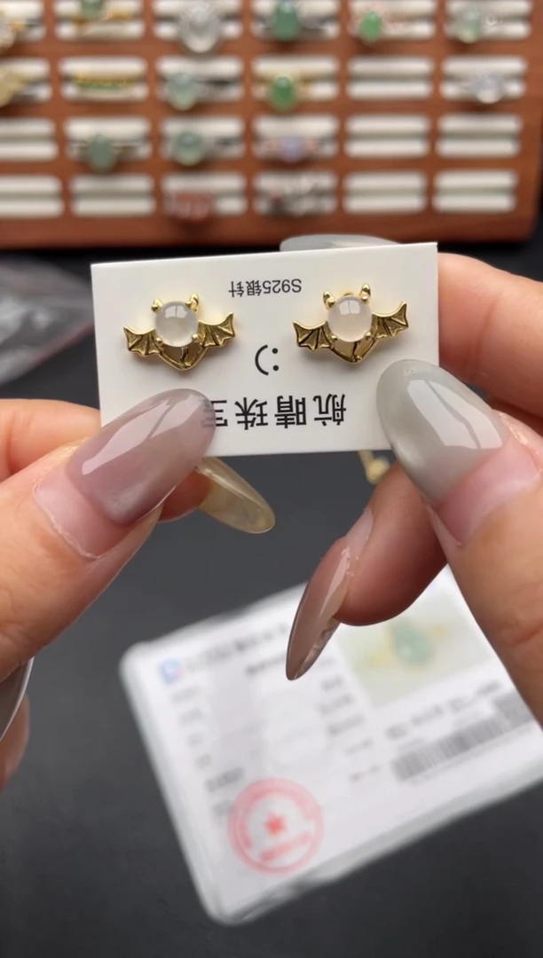 翡翠戒指银S925镶嵌一物一证一礼盒