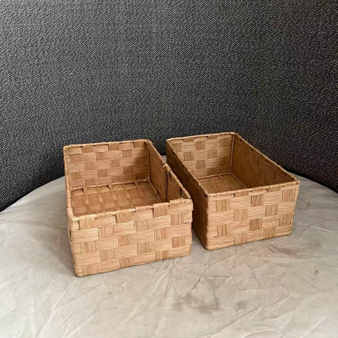 5418瑕疵款 大号29*19*11小号26*17*11cm 编织收纳筐桌面简约储物