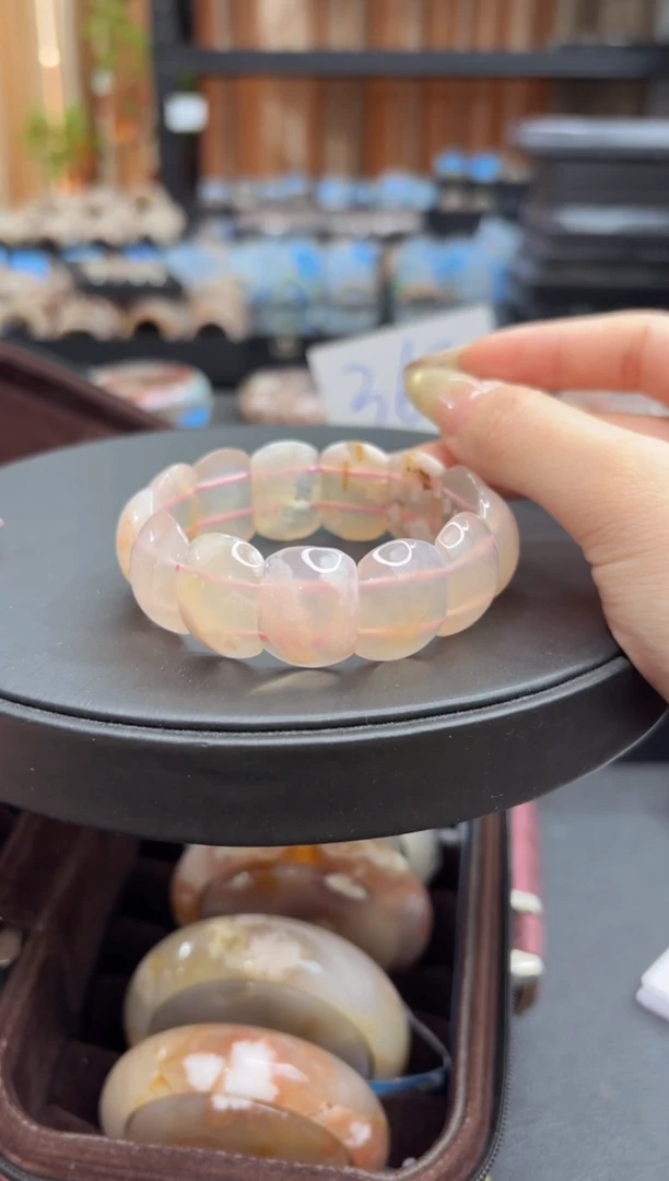 未镶嵌手串石英质玉A515樱花手牌微瑕