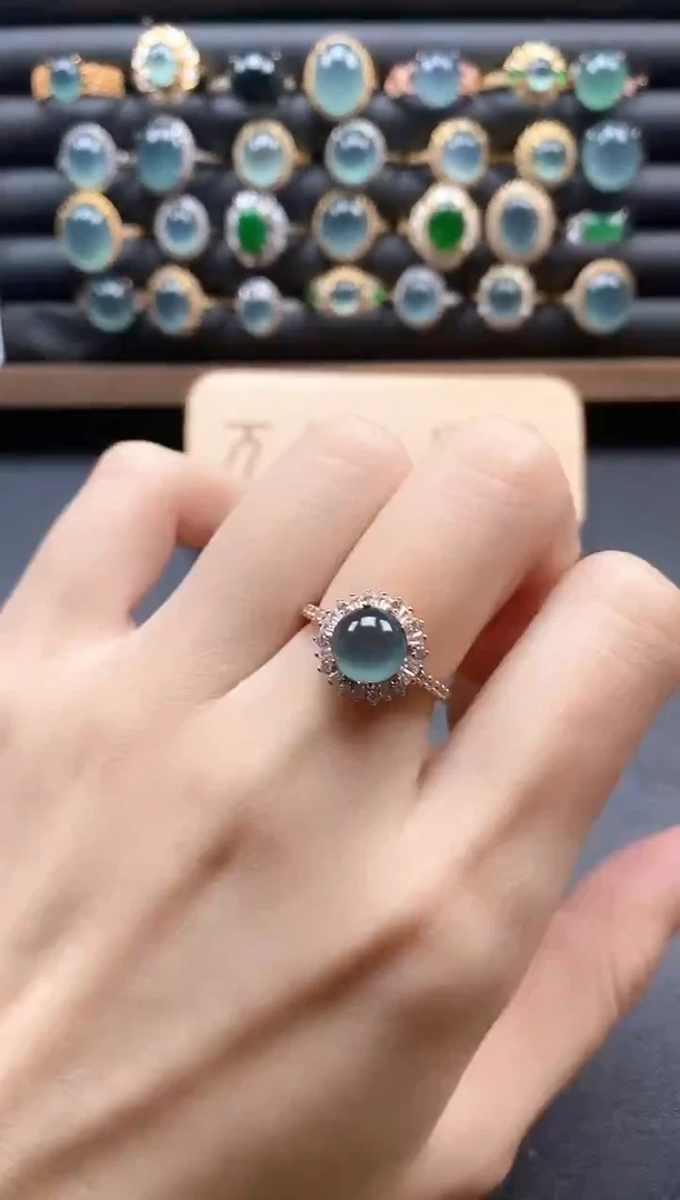 银S925镶嵌戒指翡翠5111