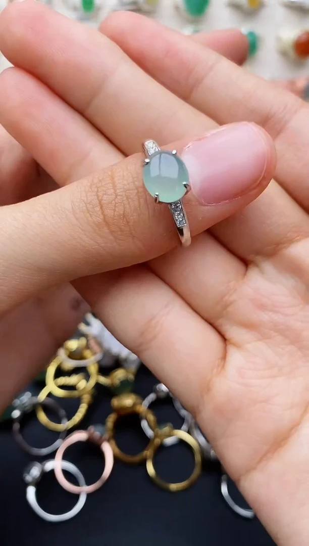 【闪购商品】翡翠戒指银S925镶嵌缅甸翡翠