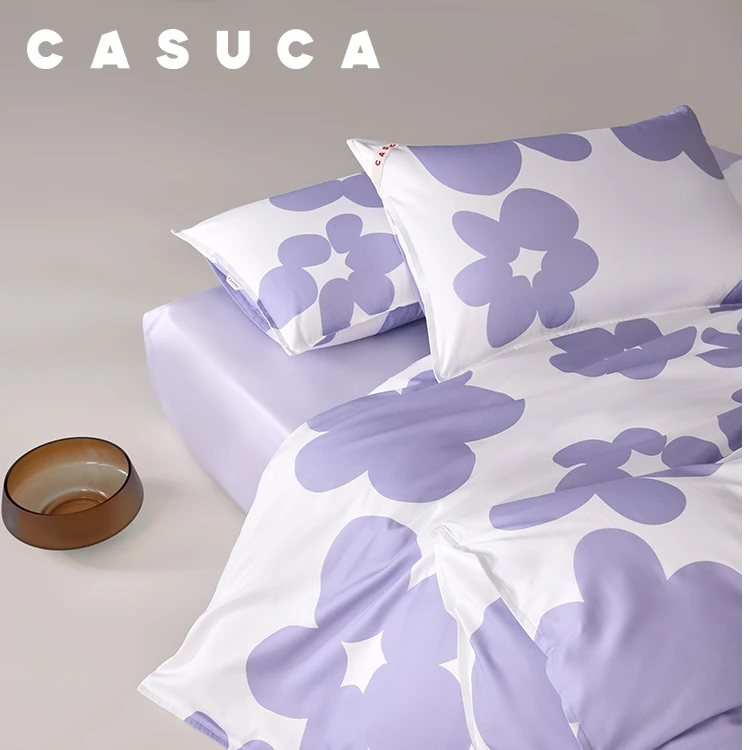 casuca 绣球花长绒棉四件套50支春夏季床上用品纯棉长绒棉