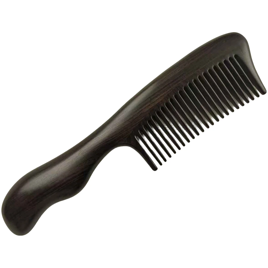 紫光檀木梳黑檀头梳乌木梳子加厚款防静电无漆工艺