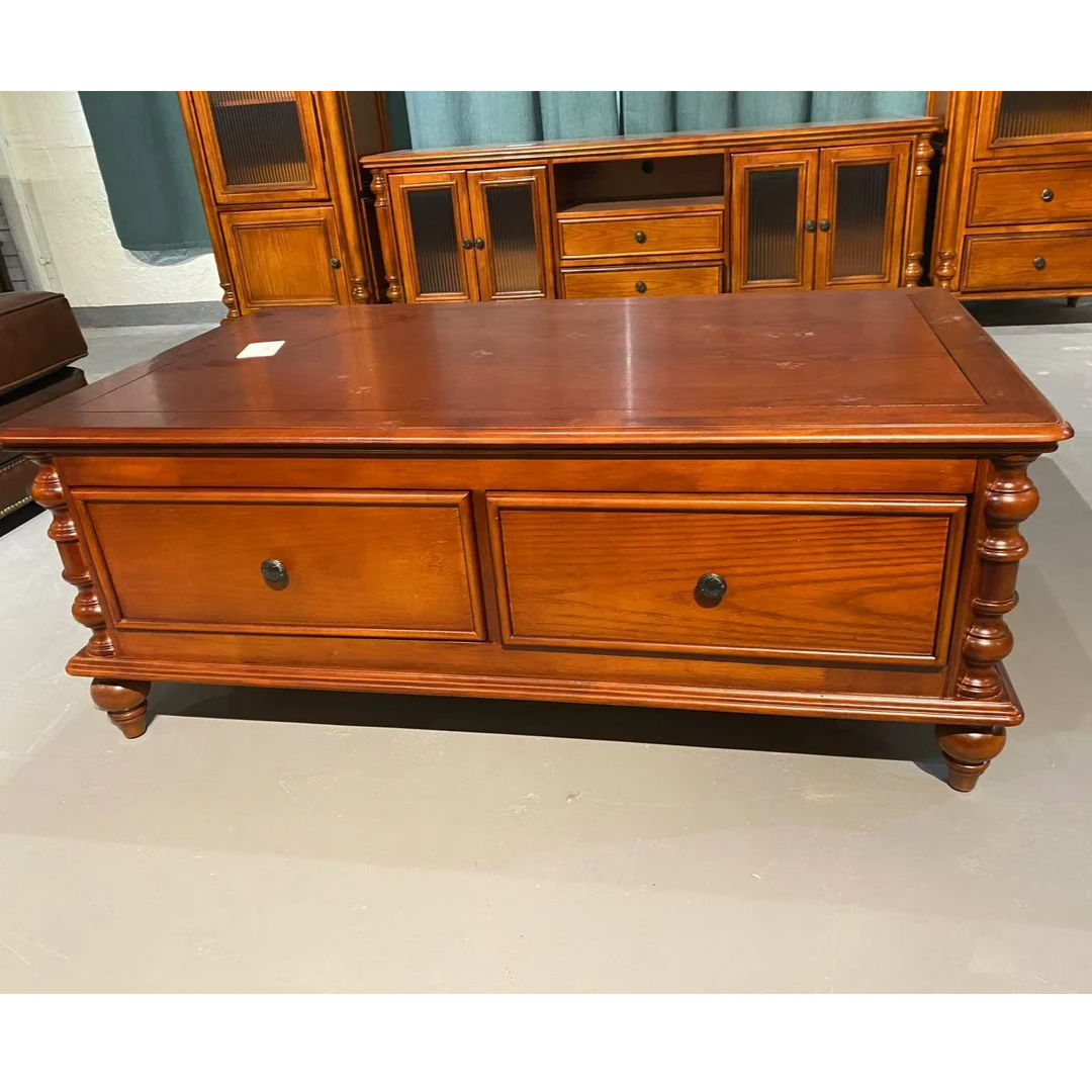 美式实木茶几 小户型边桌整装简约轻奢地柜