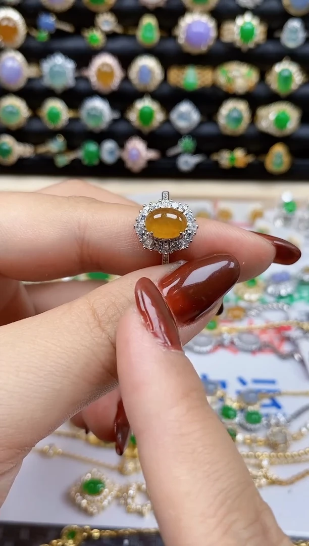 银S925镶嵌戒指翡翠3656