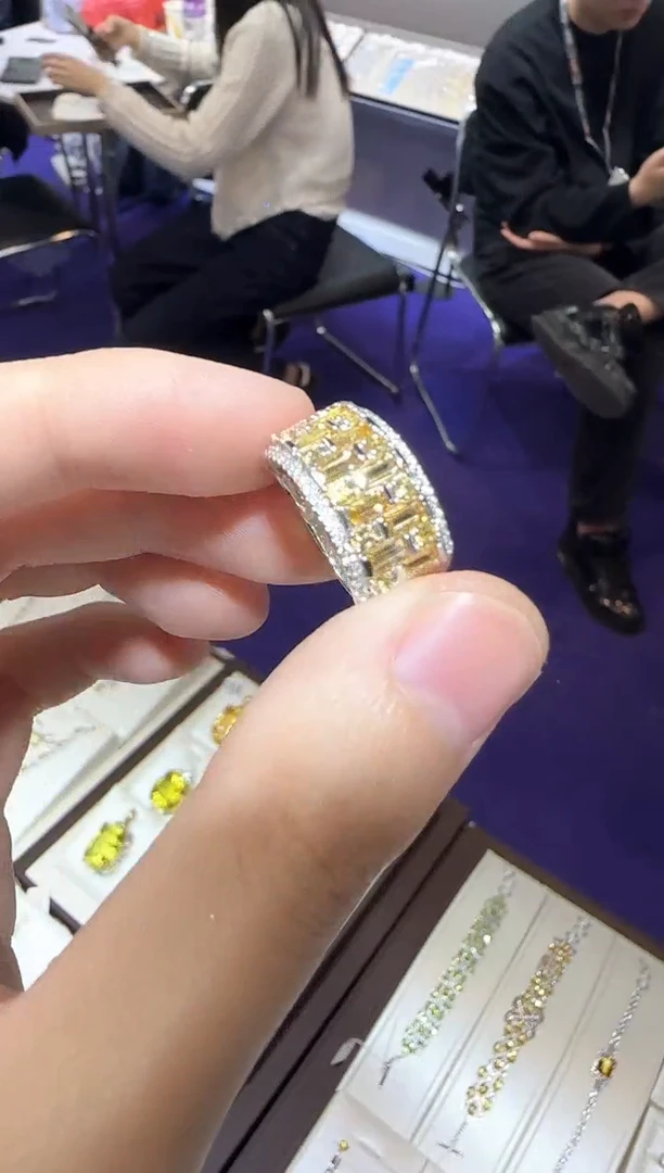 【闪购商品】黄晶戒指银S925镶嵌排戒