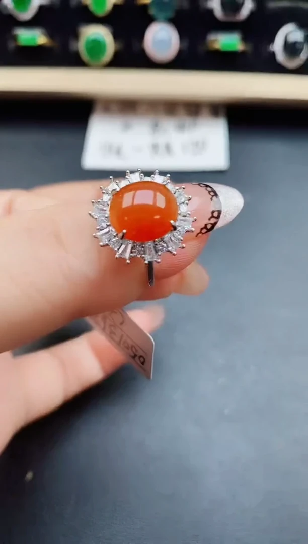 翡翠戒指银S925镶嵌50806