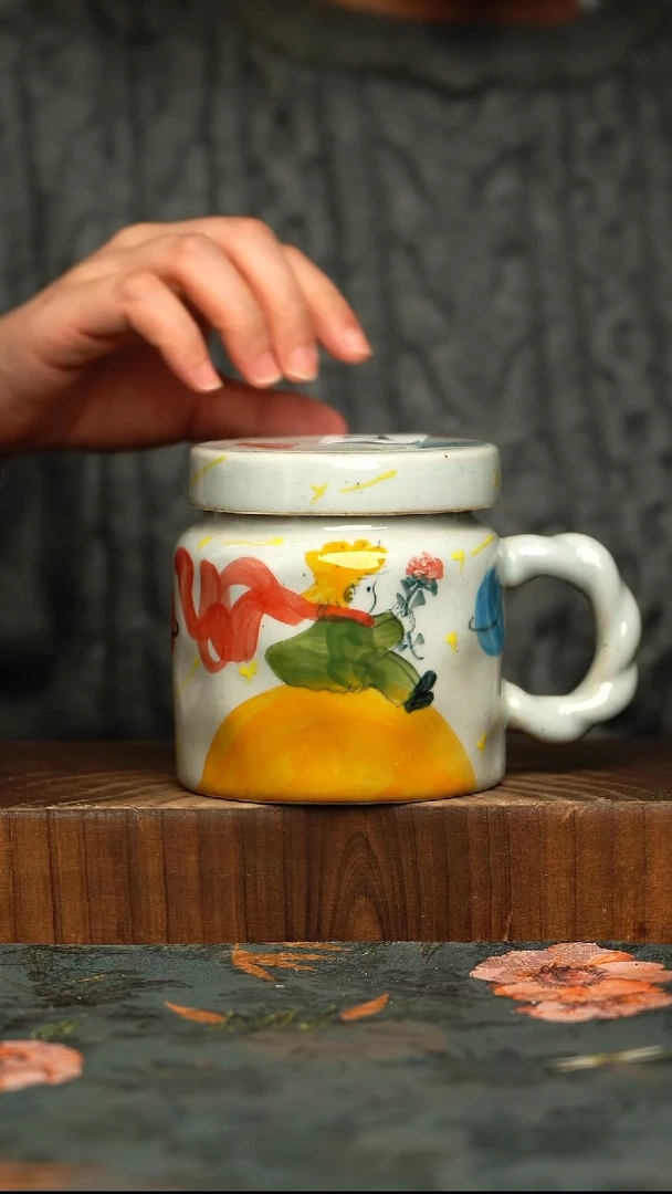 杯釉下彩手工手绘同款陶器