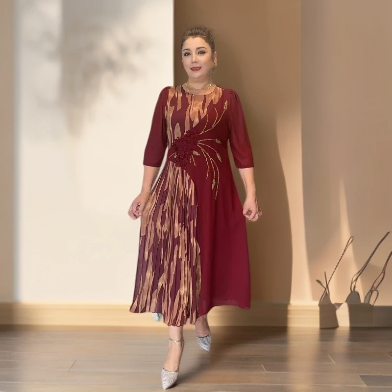 2025时尚气质洋气中长款连衣裙2506款