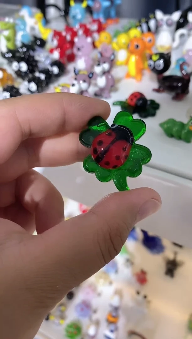 琉璃手工艺品叶子瓢虫