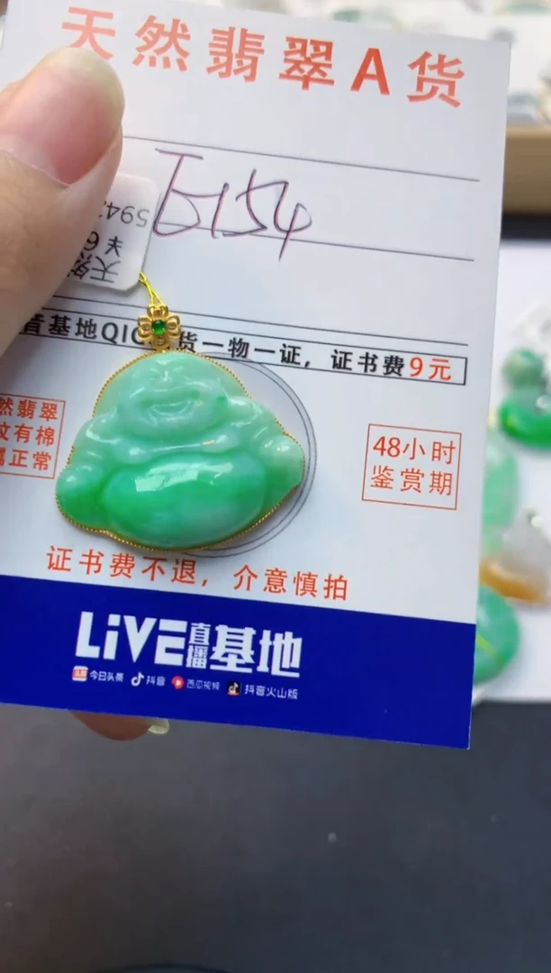 颈饰18K金镶嵌翡翠天然缅甸A货翡翠百元以上9元证书费自理