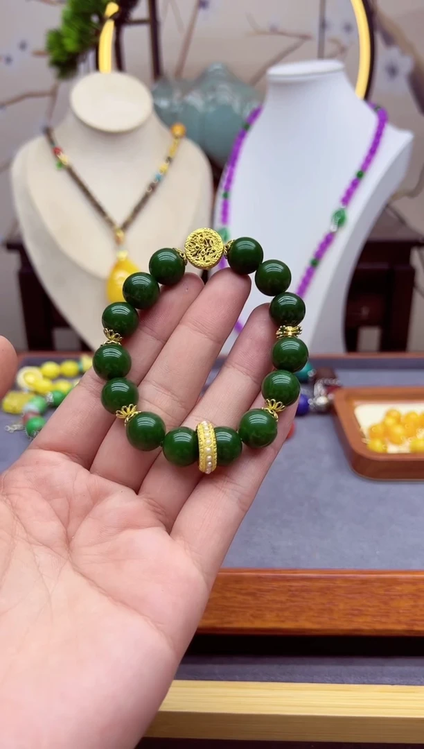 【闪购商品】和田玉（糖玉）手链14K金镶嵌s457`````