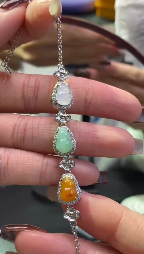 颈饰银S925镶嵌翡翠净货16634