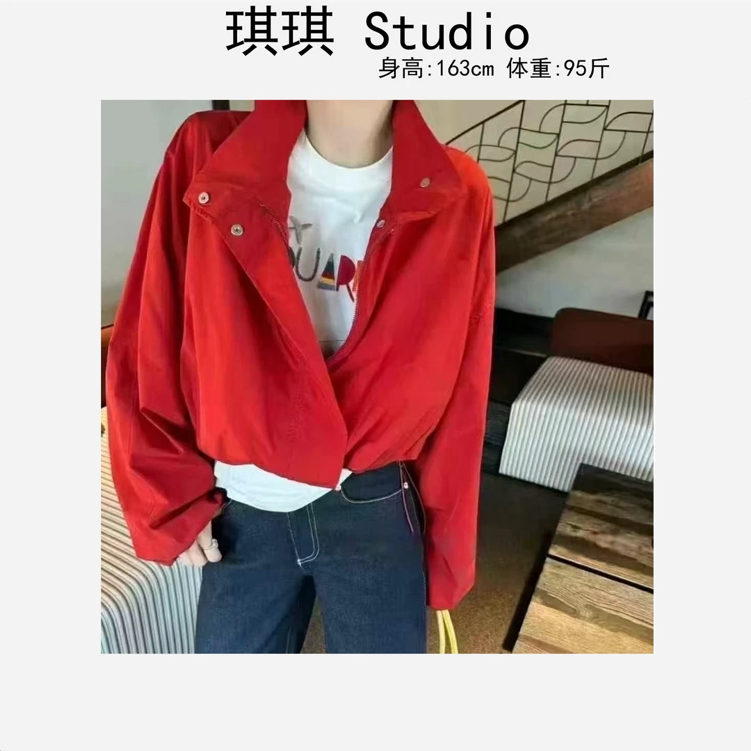 春季新款高品时尚立领摁扣拉链春季简约显瘦减龄休闲外套258881-C