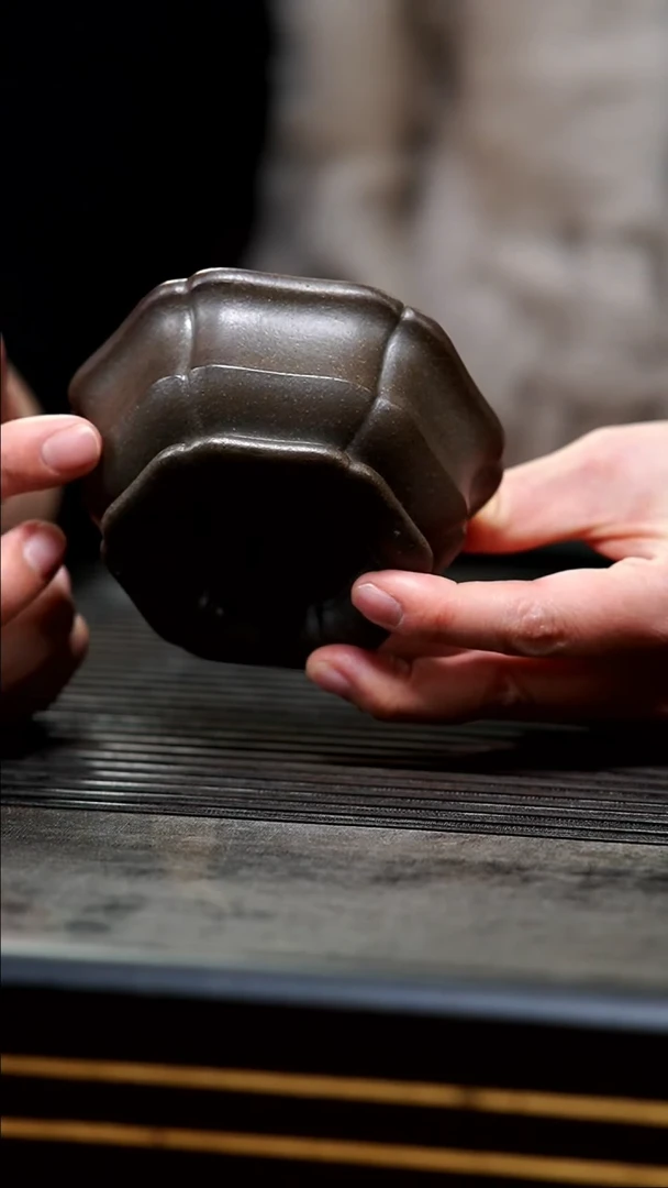 【闪购商品】紫砂茶壶蟹壳青老料古法柴烧葵口莲花杯-不包邮