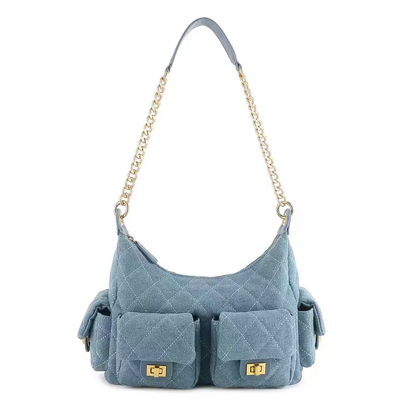 【谦谦】轻奢豪华时尚潮流女士单肩牛仔25C包