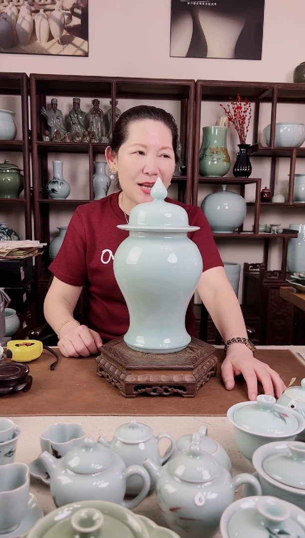 杯纯手工 粉青 将军罐