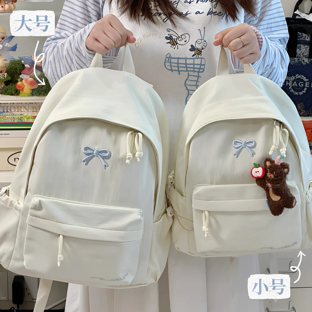 日系ins纯色书包女生初中生高中生学院风双肩包小学生迷你版背包