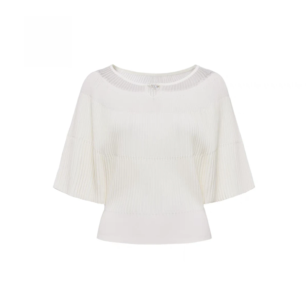 【雅】夏季短袖T恤上衣肌理感圆领收腰短袖针织衫-EP508A