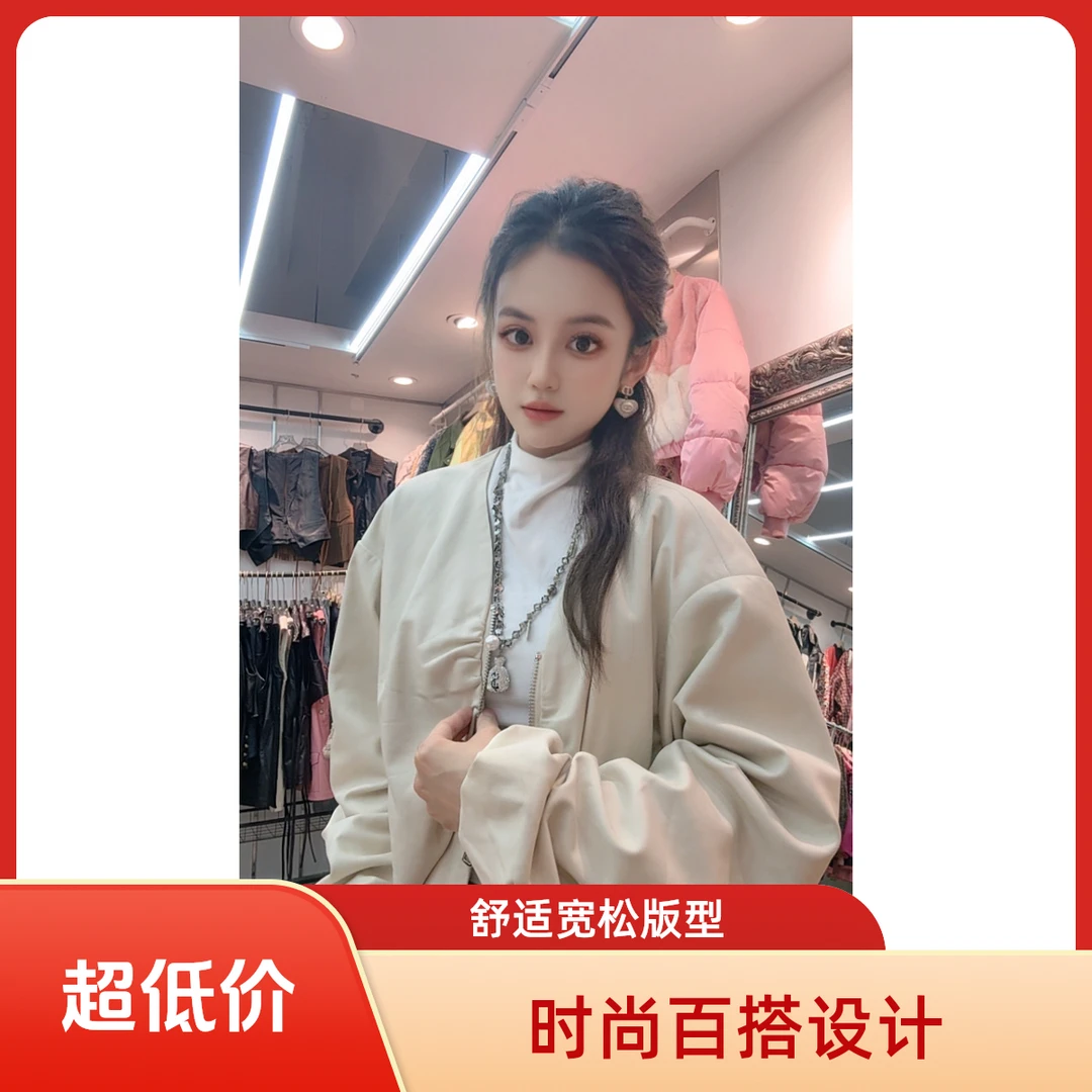 欣迹白色短外套网红款绵羊皮全皮休闲时尚冬季
