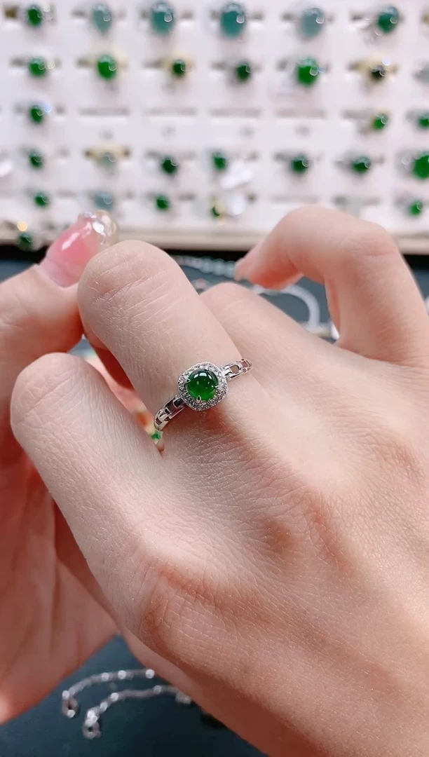 【闪购商品】翡翠戒指银S925镶嵌天然翡翠