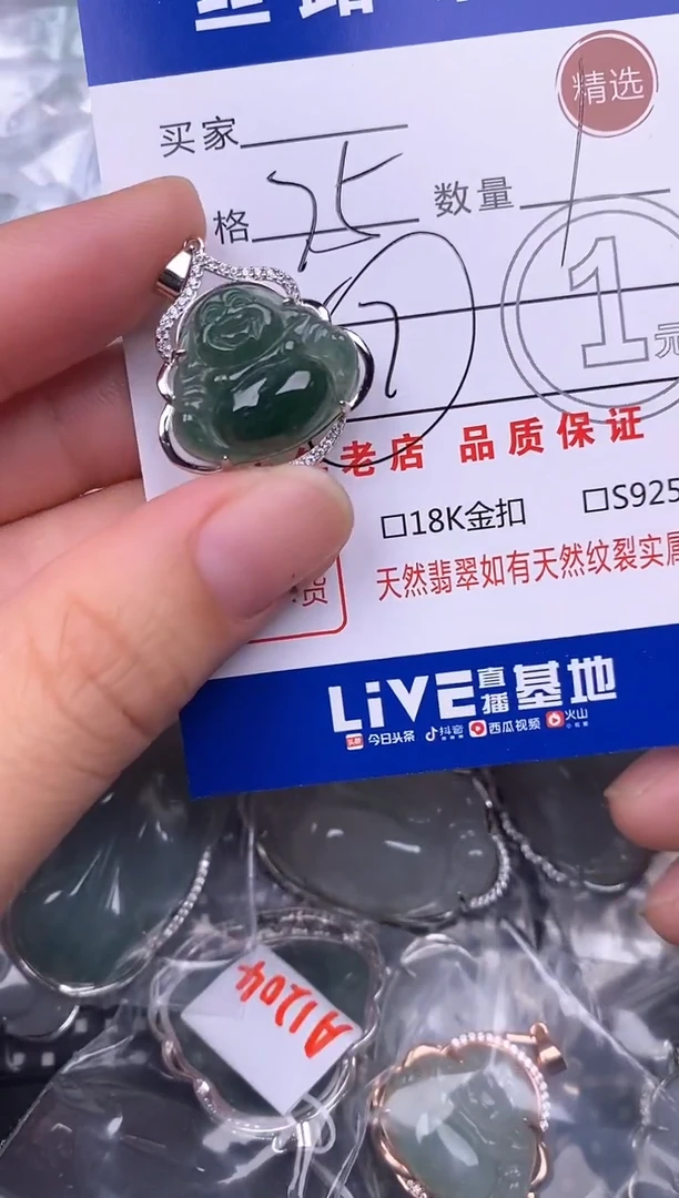翡翠银S925镶嵌颈饰挂件
