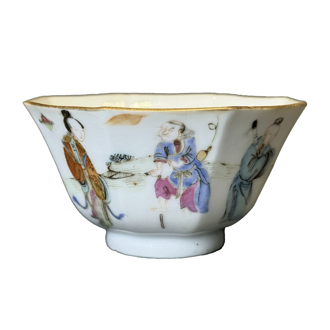 25013361t粉彩八仙人物纹八方杯