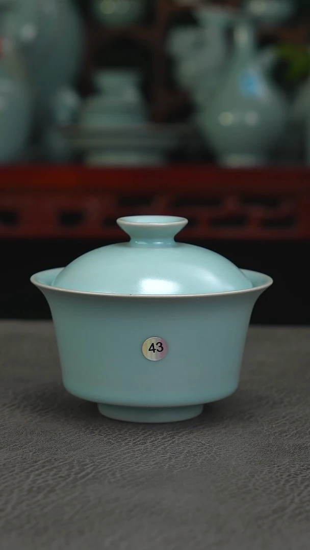 天蓝釉43号马蹄盖碗   微瑕-二