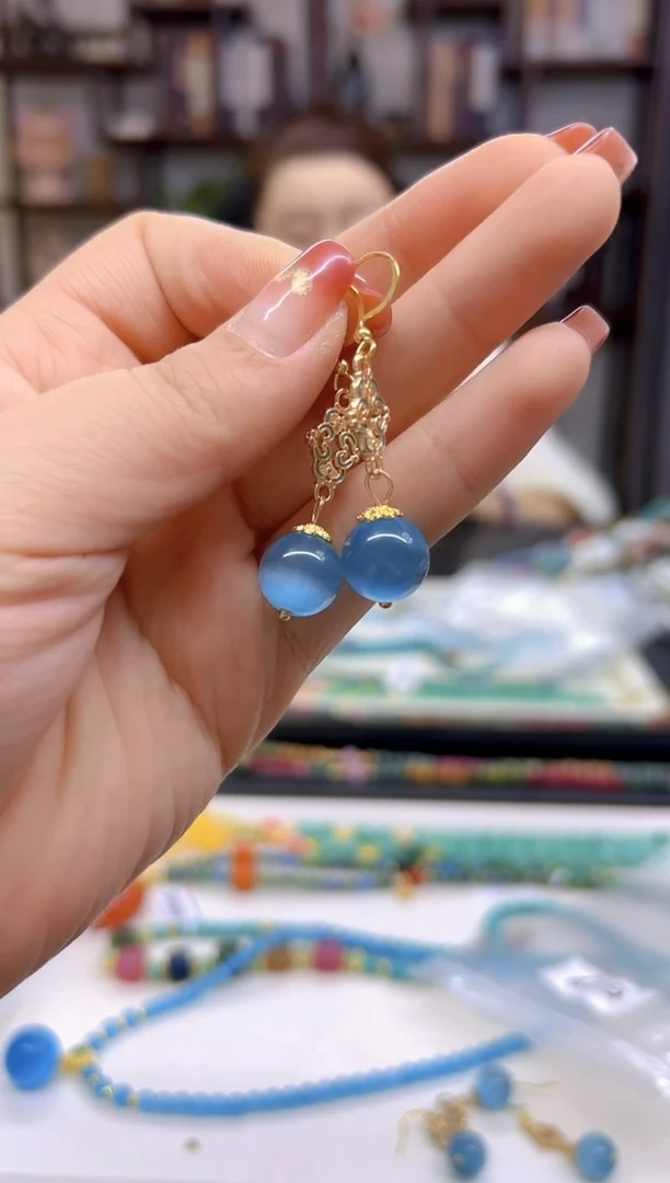 【闪购商品】碧玺猫眼耳饰14K金镶嵌E339