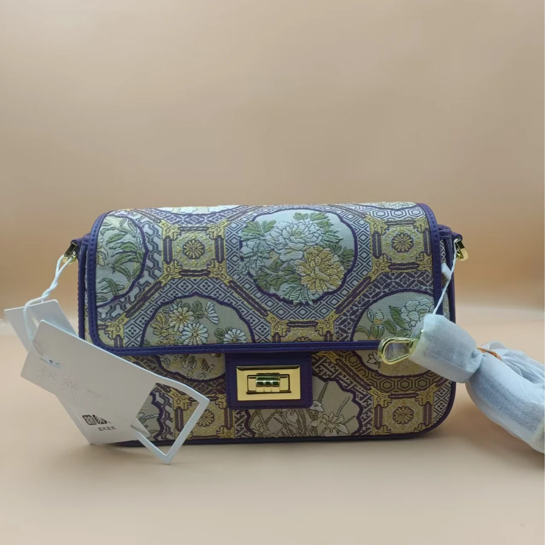 锦美人新中式国风S-民族风非遗唐锦面料百搭潮流手拎大豆腐女士包