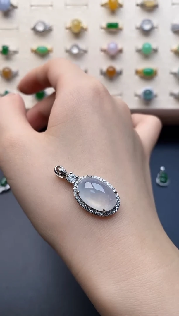 银S925镶嵌戒指翡翠一物一证一礼盒