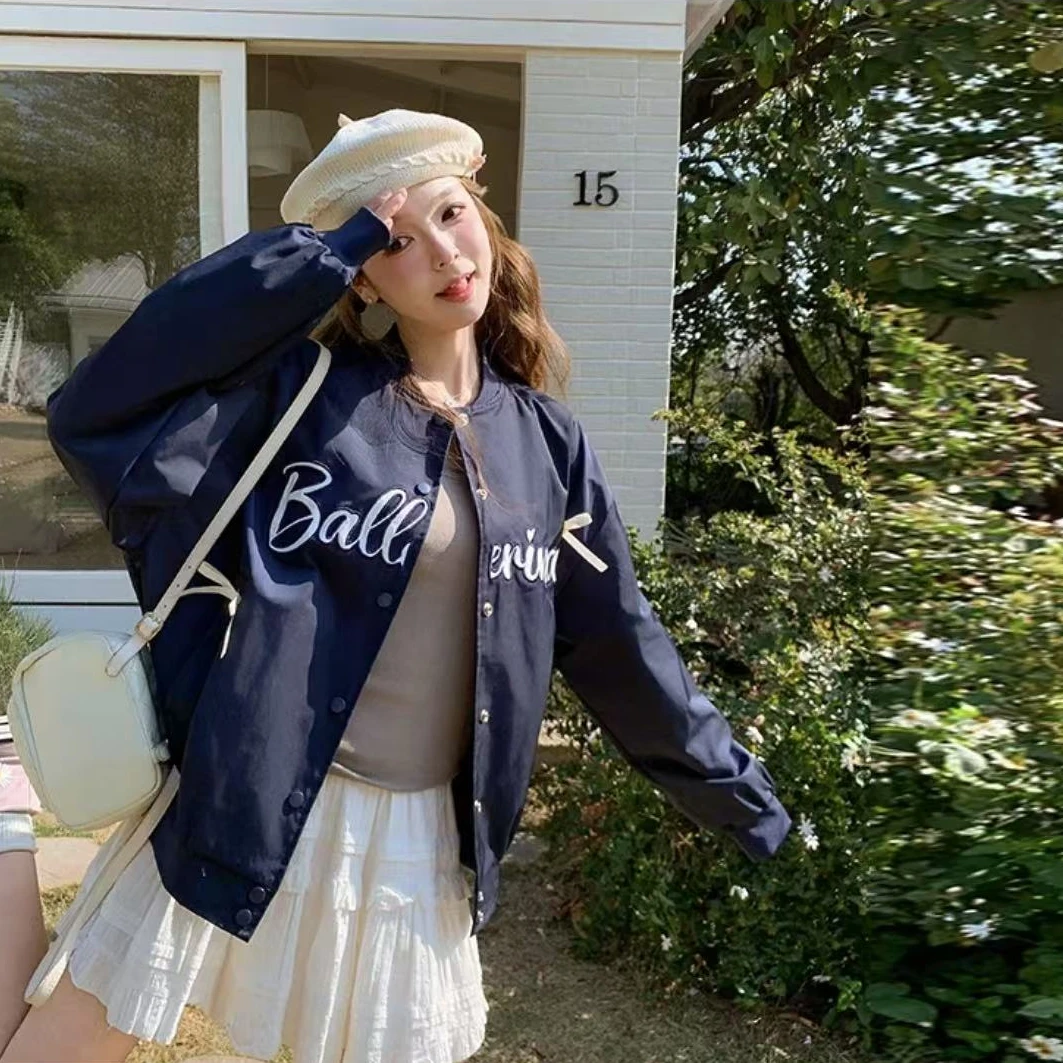 韩国原单蝴蝶结刺绣休闲百搭宽松韩版外套A16-CS-92571