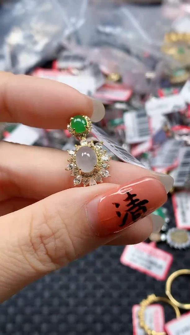 银S925镶嵌戒指翡翠天然A货缅甸翡翠