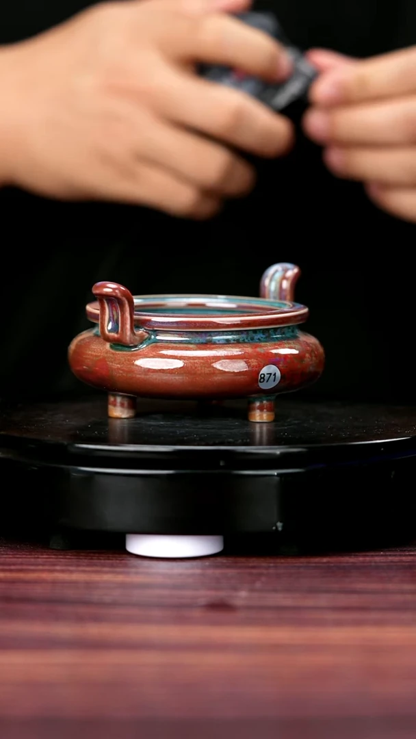 杯子871#李盼龙一级原矿钧瓷朝冠耳宣德炉