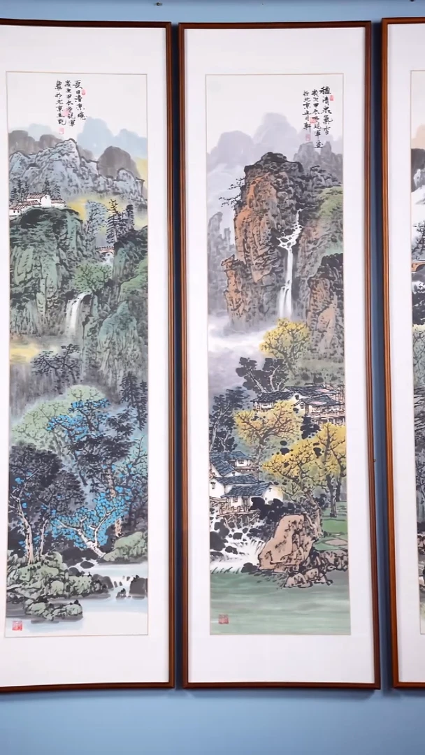 【闪购商品】国画张现军《春夏秋冬》手绘带框162*47