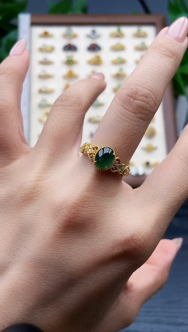 银S925镶嵌戒指翡翠12