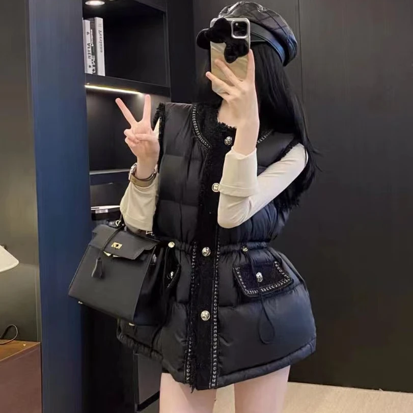 小香风马甲 90绒黄金一手长 衣长63 胸围112 充绒S114g M119g