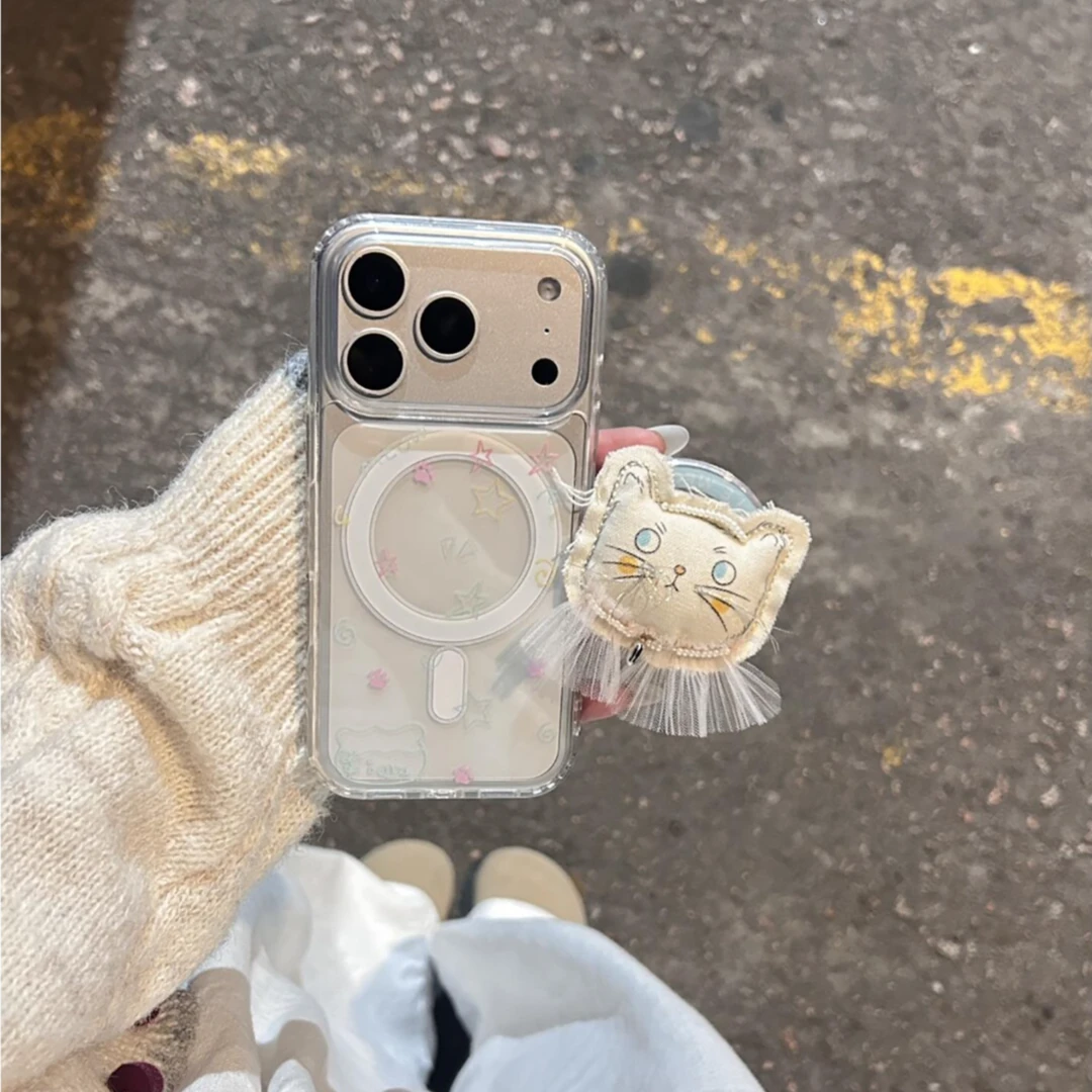 可爱猫咪抱枕磁吸支架适用苹果17promax手机壳iphone16新款15女