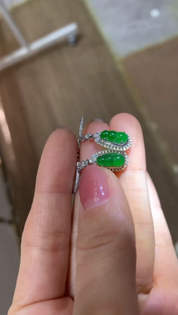 【闪购商品】翡翠耳饰18K金镶嵌|不退不换