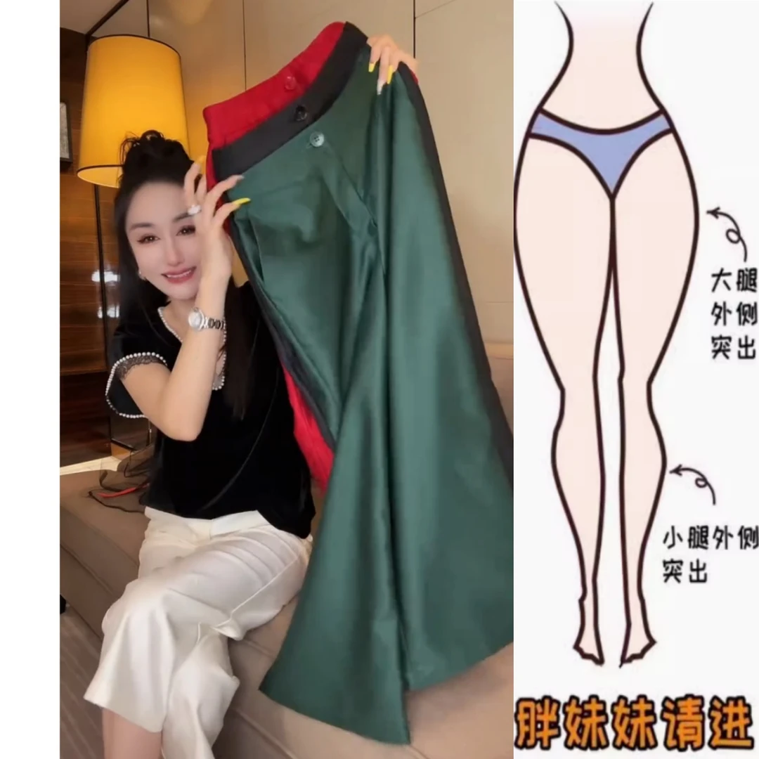 景倩妮今年流行直筒休闲裤2025年夏季新款梨形高腰显瘦宽松阔腿裤