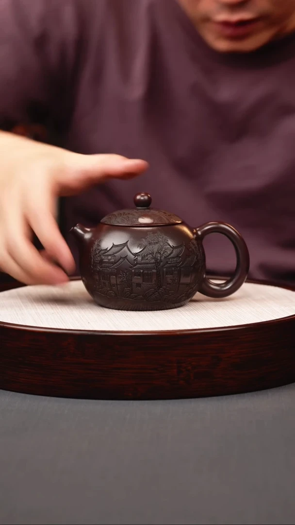 茶壶紫砂古红泥 西施 忆江南