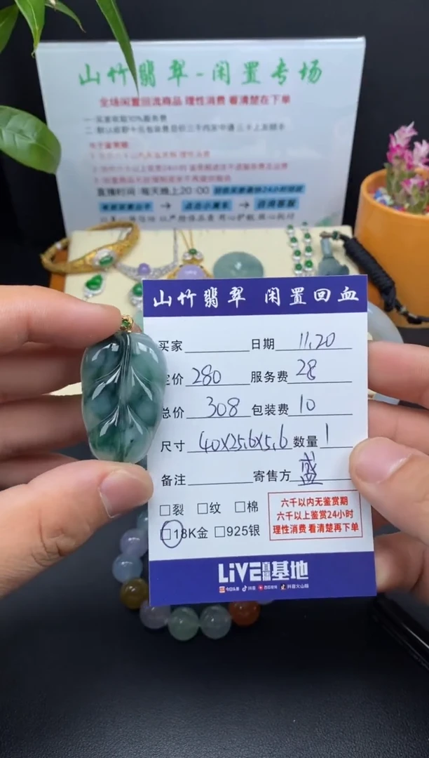 颈饰18K金镶嵌翡翠3000991