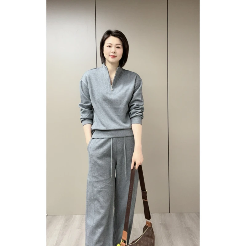 【魅力风】早春新款半拉链休闲时尚潮流显瘦套装2508款